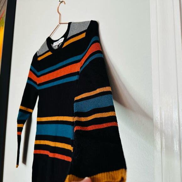 CUPCAKES AND CASHMERE Black Striped Knit Sweater Crew Neck Mini Dress Size M - Picture 12 of 12